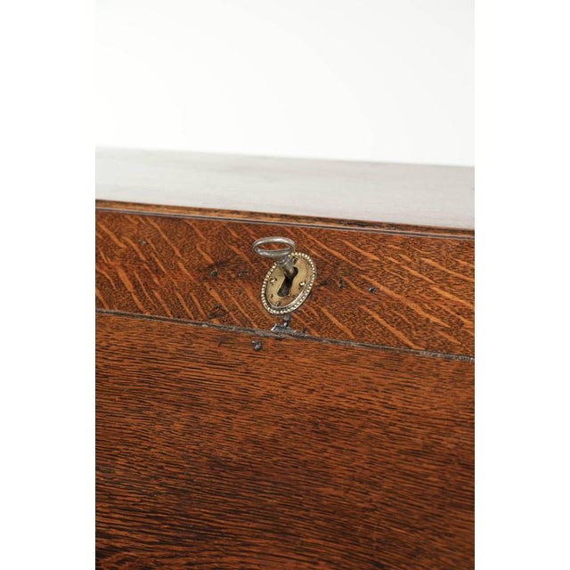 Antique English Oak Secretaire with Leather Top, 1700s For Sale - Image 12 of 16