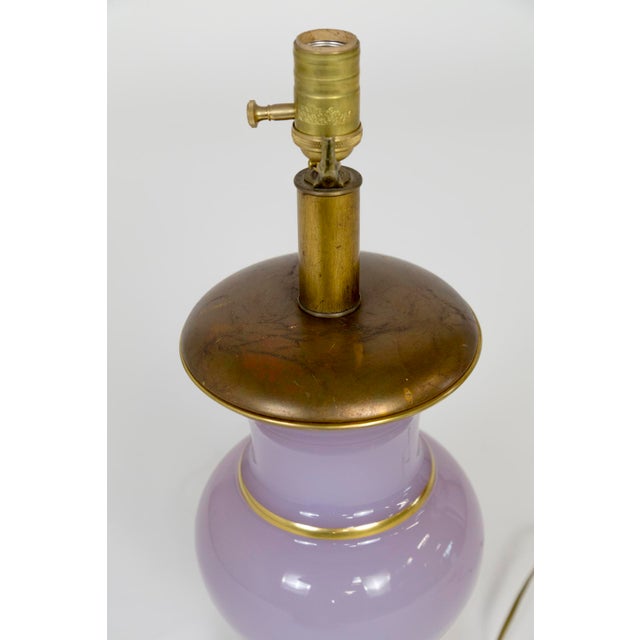 1940s Lilac Alexandrite Glass Amphora Lamp W/ Gilded Accents For Sale - Image 5 of 9
