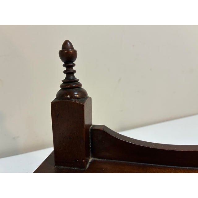 Antique Mahogany Wood Dresser Box - Serpentine Crest & Finials - 28” English For Sale - Image 10 of 12