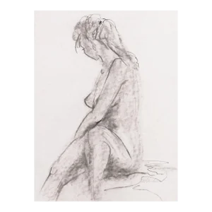 'Seated Nude' by Michael Decker, American Modernist Graphite Figural Study