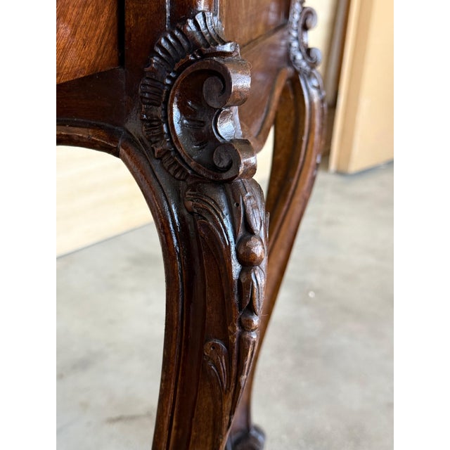 Brown Antique French Mahogany Night Stands or bedside tables with marble top , 1900, A Pair For Sale - Image 8 of 18