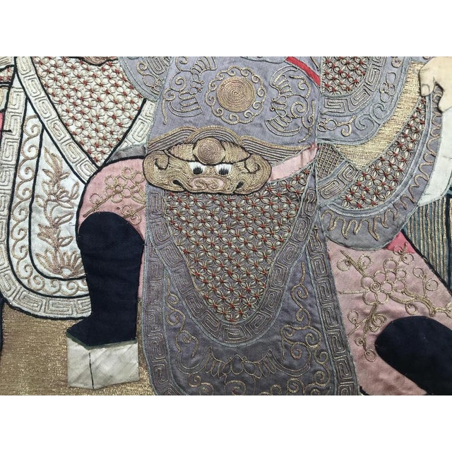 Antique Chinese Pictural Embroidery with Silk and Metal, 1920s For Sale - Image 10 of 17