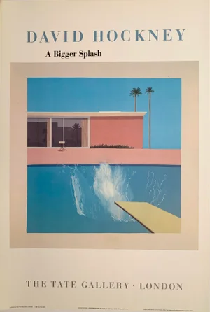 1980s David Hockney, a Bigger Splash, the Tate Gallery, London, Original Museum Period Exhibition Lithographic Poster