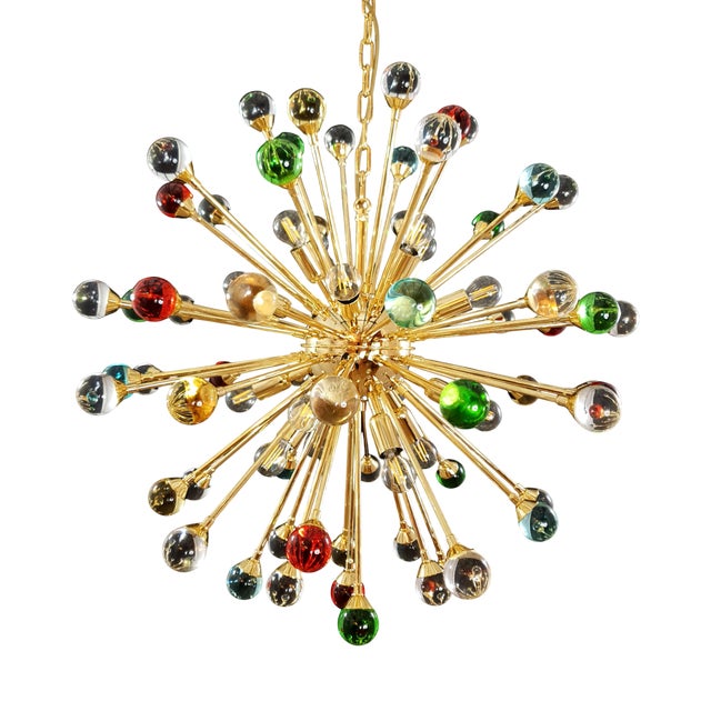 Art Deco Style Sputnik Chandelier in Murano Glass, Venice, Italy, 1981 For Sale