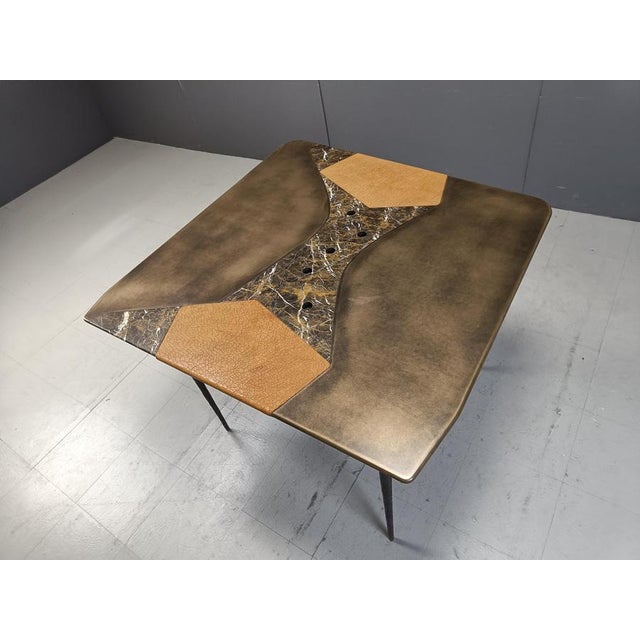 Hand Made Dining Table with Marble, 1990s For Sale - Image 10 of 12