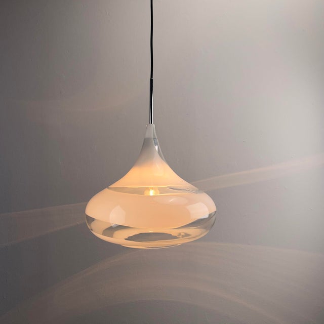 Metal Space Age Pendant Light with Mouth-Blown Glass from Doria Leuchten, 1970s For Sale - Image 7 of 9