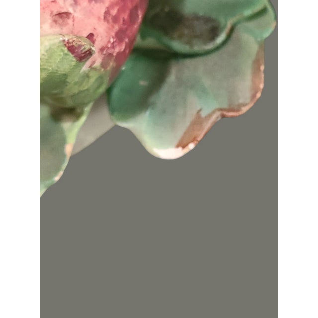 Vintage Pair Italian Majolica Hand Painted Fruit George Jones Style Strawberry Candle Holders For Sale - Image 12 of 14