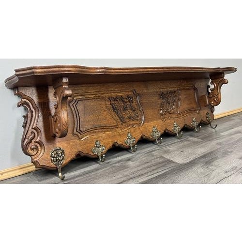 French Oak 7-Hook Wall Coat Rack For Sale - Image 13 of 13