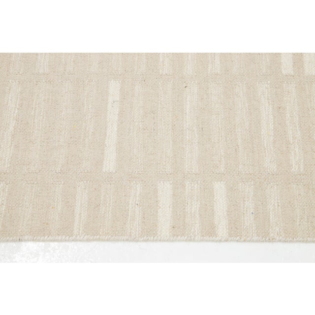 Modern Kilim Flatweave Wool Rug in Beige With Geometric Pattern For Sale - Image 9 of 9