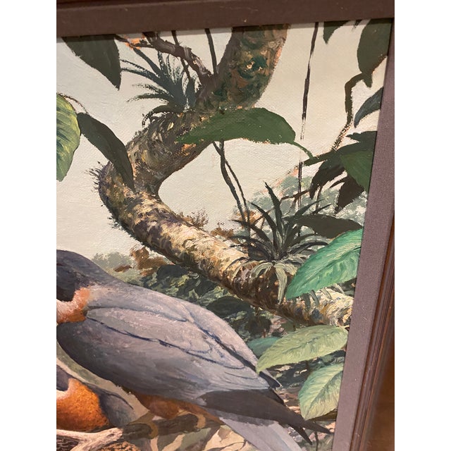 Late 20th Century Falcons Original Oil Painting Richard Sloan Style Maya Temple Birds Rainforest For Sale In San Francisco - Image 6 of 13