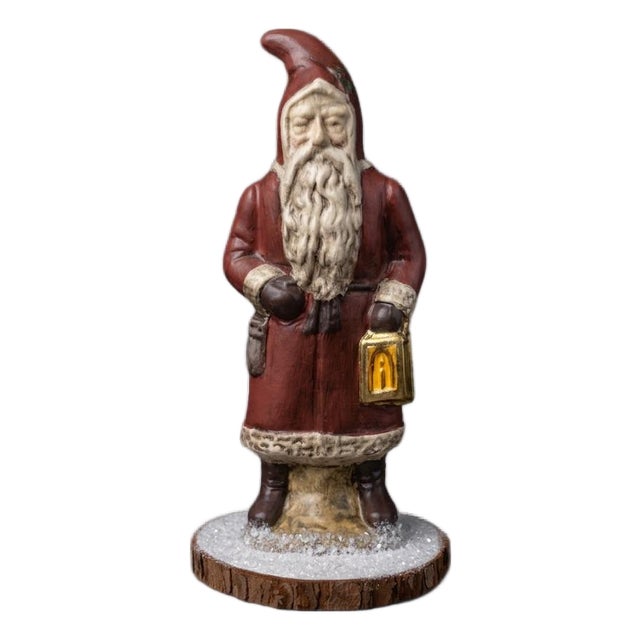 Large Santa Belsnickel Chalkware Sculpture Cast From c.1920 German Mold For Sale