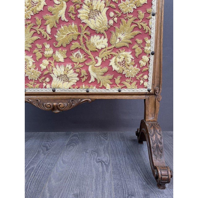 Wood 19th Century Wooden Fireplace Screen with Tapestry For Sale - Image 7 of 11