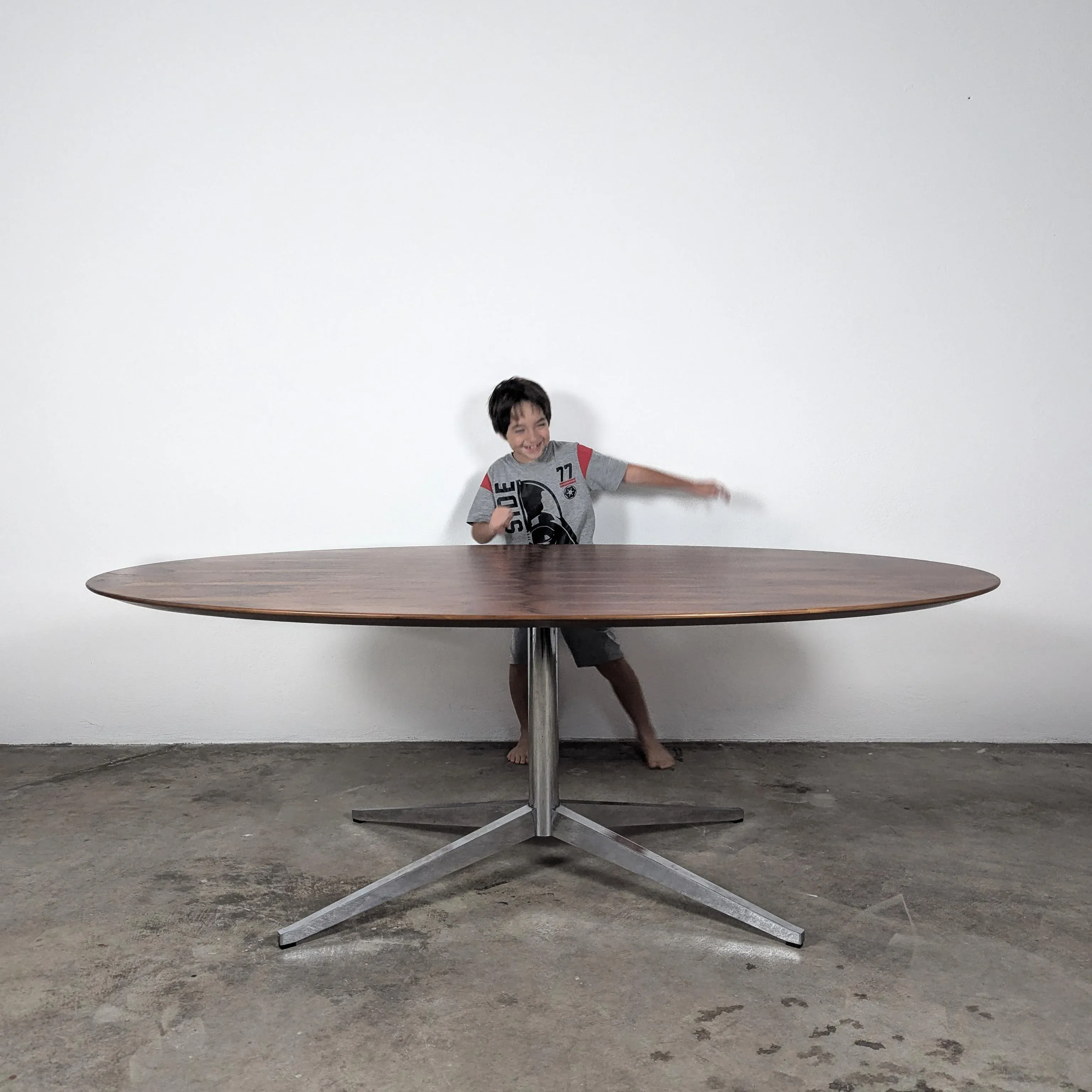 1960s Mid Century Rosewood & Chrome Oval Dining/Conference Table