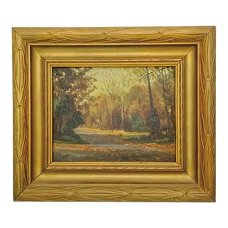 Mid 20th Century Painting Moody Forest Oil on Canvas Signed Charles Harmon Vintage Art For Sale