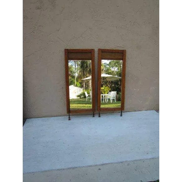 Hollywood Regency Style Wood Dresser Mirrors in Honey Color - Set of 2 For Sale - Image 4 of 13