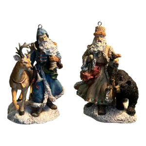 Vintage Victorian Style Santa Claus Christmas Ornaments - a Pair