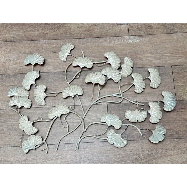 Vintage Large Metal Ginkgo Leaf Wall Decor Accent For Sale - Image 4 of 4