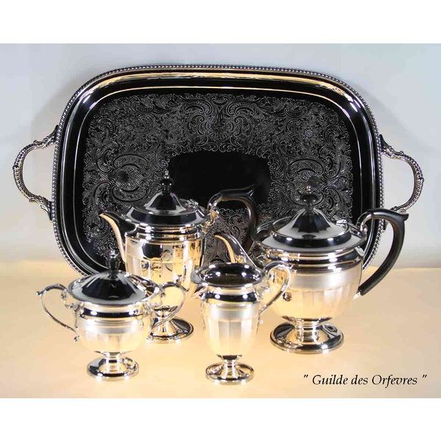 1970s 1970s New Silver Oblong Coffee/Tea Tray Embossed, Gadroon Border For Sale - Image 5 of 15