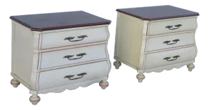 French Carved Large Bombay Painted 2 Tone Nightstands Bedside Tables a Pair 5822