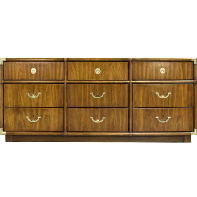 1970s Campaign Style 9 Drawer Dresser Accolade Collection by Drexel Furniture For Sale - Image 15 of 16