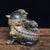 Bronze Pair of Antique Gilt Bronze Guardian Lions – 4.3" Foo Dogs With Stone Inlay For Sale - Image 8 of 8