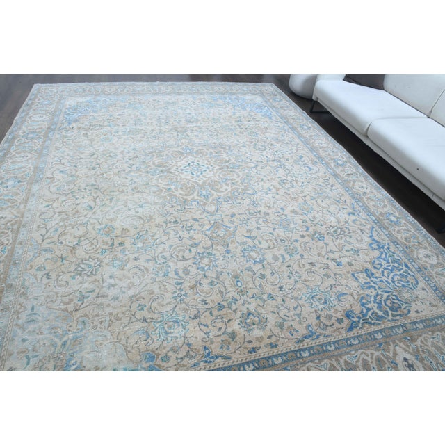 Textile 1970s Vintage Persian Handmade Wool Cotton Beige Area Rug For Sale - Image 7 of 11