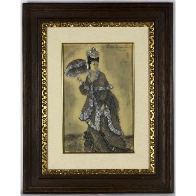 Noble Woman is an original drawing on paper realized by Erhard Klepper (1906-1980) in 1948. Mixed media: drawing and...