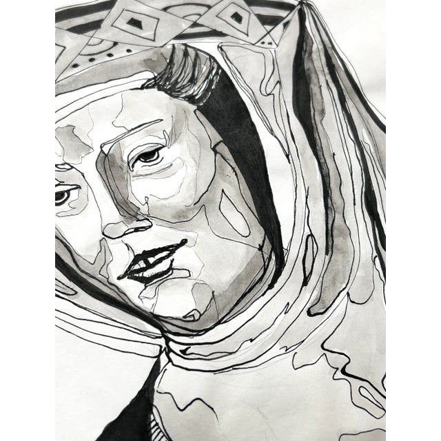 Black Original 1971 Ink Portrait Paintings – Historical Figure Portrait Studies (Set of 6) For Sale - Image 8 of 12