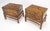 Mid 20th Century Pair of Burl Asian Campaign Fusion 2 Drawer Night Stands End Table Brass Pulls For Sale - Image 5 of 15