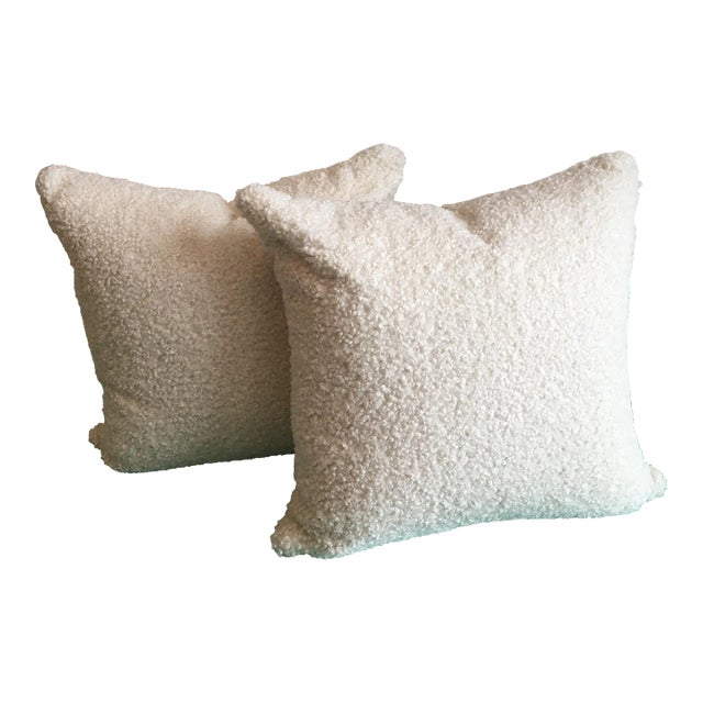 Ivory Teddy Boucle Pillows With Inserts- a Pair For Sale