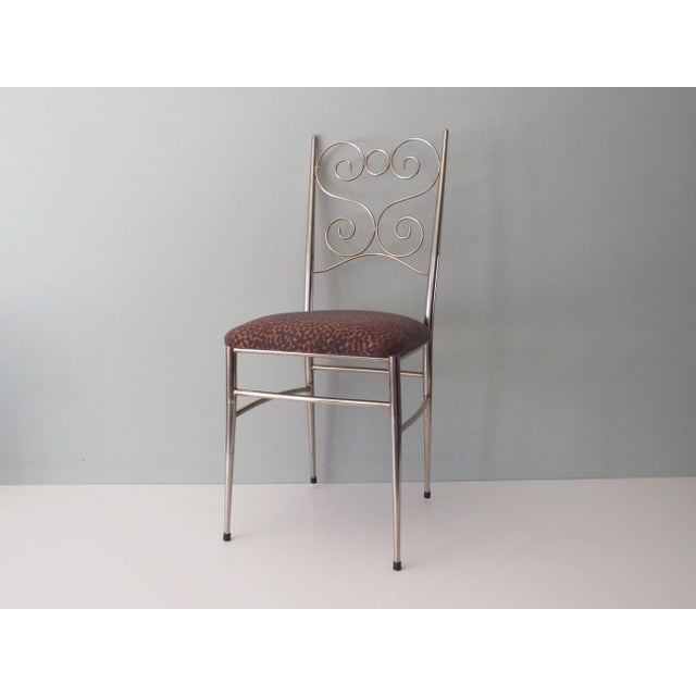 Black Brass Chair with New Upholstery, Italy, 1950s For Sale - Image 8 of 8
