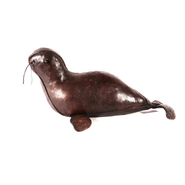 Mid-Century Modern Mid-Century Modern Leather Small Model of a Seal For Sale - Image 3 of 8