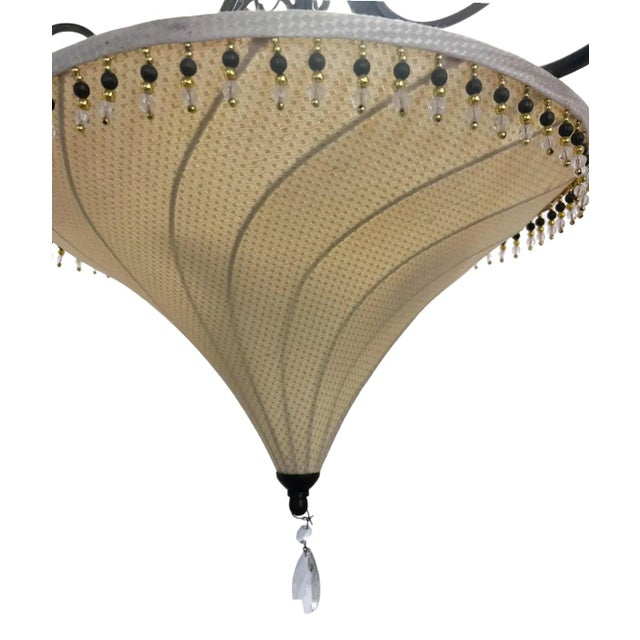 Metal Pair of Fortuny-Style Venetian Revival Fabric Pendant Lights For Sale - Image 7 of 10