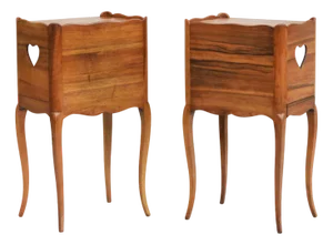 Louis XV Nightstands with Heart Details, France, 1950s, Set of 2