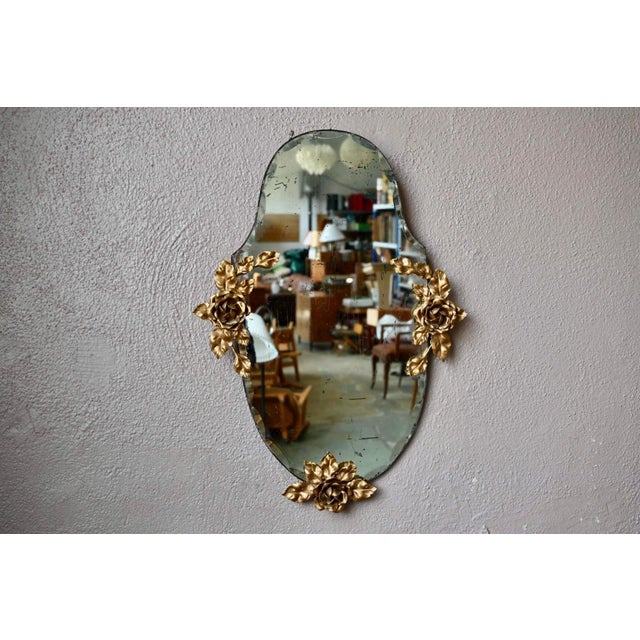 Gold Louis XV Style Wall Mirror in Gilded Brass, 1950s For Sale - Image 8 of 8