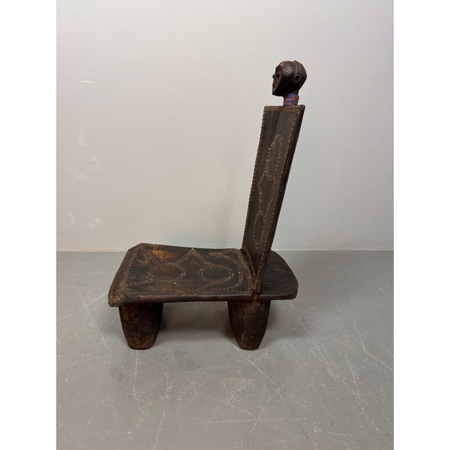 Black Mid-Century Modern African Ceremonial Kings Chair, Tanzania, 1940s For Sale - Image 8 of 10