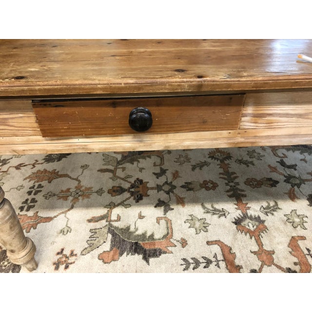 Wood English Country Pine Farm Table For Sale - Image 7 of 9