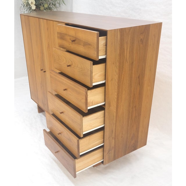 Solid Walnut Chiffonier 5 Drawers Dresser Two Doors Compartment Mid Century MINT For Sale - Image 4 of 18