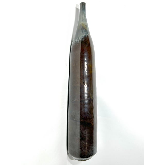 Mid-Century Modern Gertrud and Otto Natzler Tall Cylindrical Bottle, 1968 - 2 Pieces For Sale - Image 3 of 18