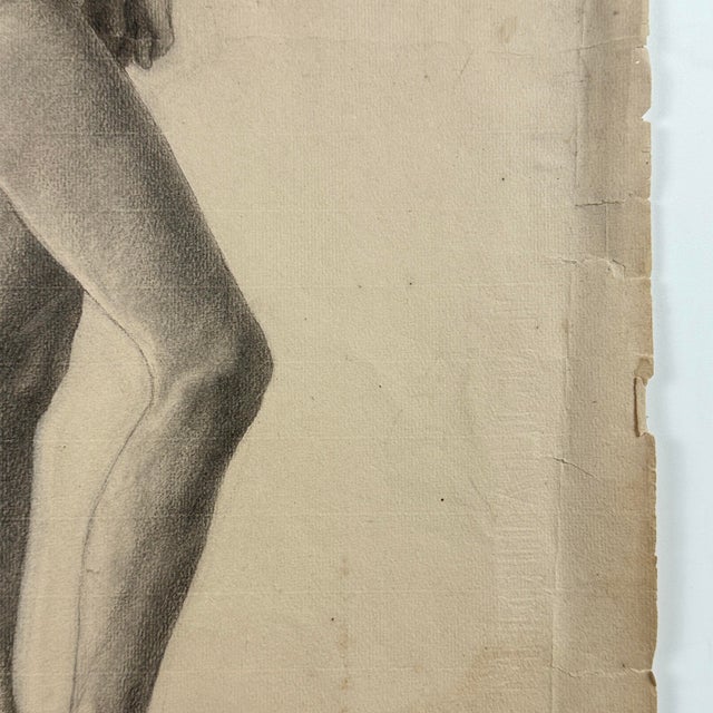 19th Century Ludwig Ernst Faber (1855–1913) - Antique Figurative Nude Study of a Standing Woman, Signed (1890, Charcoal on Paper) For Sale - Image 5 of 8