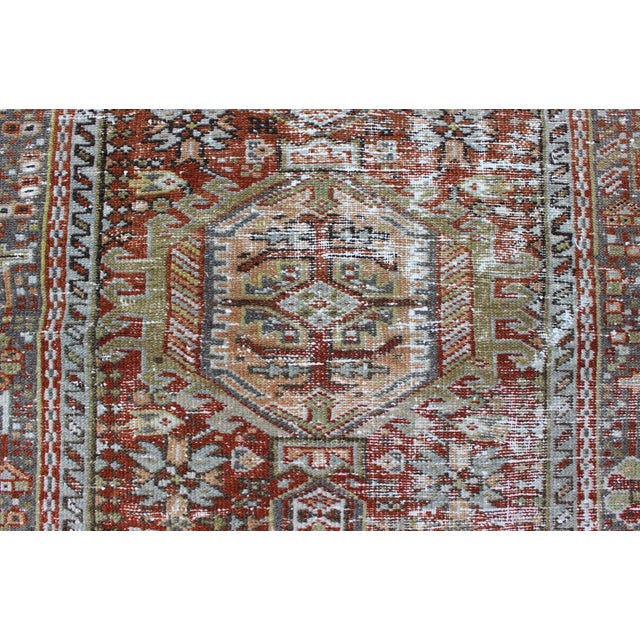 Antique Persian Karajeh Rug With Geometric Medallions and Rust Red Field 2′11″ × 4′5″ For Sale - Image 9 of 11