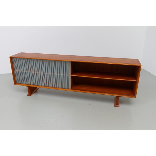 Danish Modern Low Teak Sideboard with Etched Glass Doors from Skovby, 1960s For Sale - Image 10 of 18