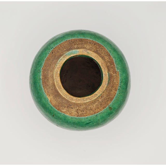 1950s Midcentury French Petite Green Glazed Earthenware Vase, 1950 For Sale - Image 5 of 6