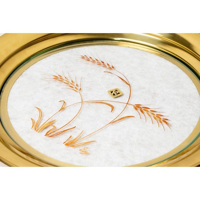 Round Brass and Crystal Tray, 1970s For Sale - Image 3 of 9