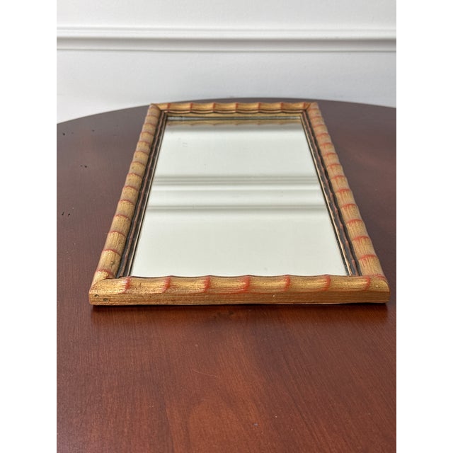 Faux Golden Bamboo Framed Mirror For Sale - Image 4 of 10