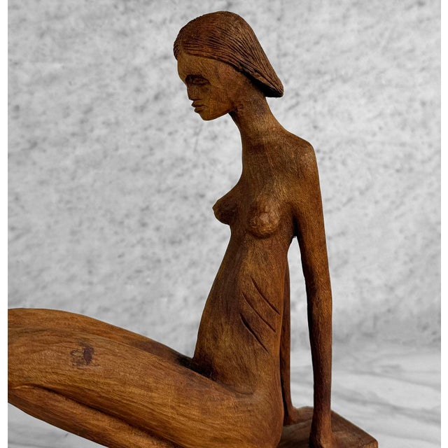 Mid 20th Century Vintage Abstract Nude Haitian Women Wood Sculpture by Roger Francois For Sale - Image 5 of 8