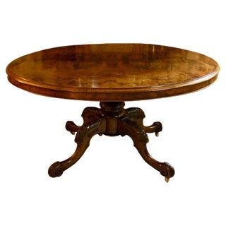 19th Century Victorian Burr Walnut Oval Centre Table For Sale