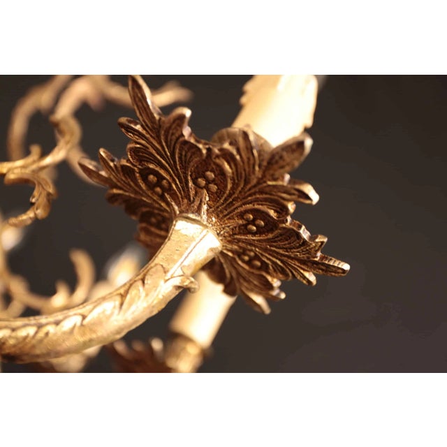 Gold Spanish Chandelier in Brass, Spain, 1970 For Sale - Image 8 of 11