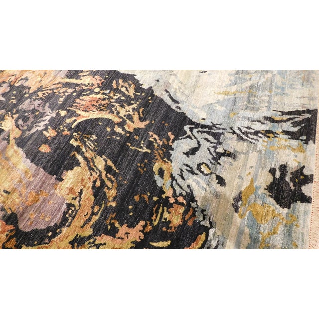Black Hand-Knotted Modern Abstract Luxury Rug. 8'x 10' For Sale - Image 8 of 18