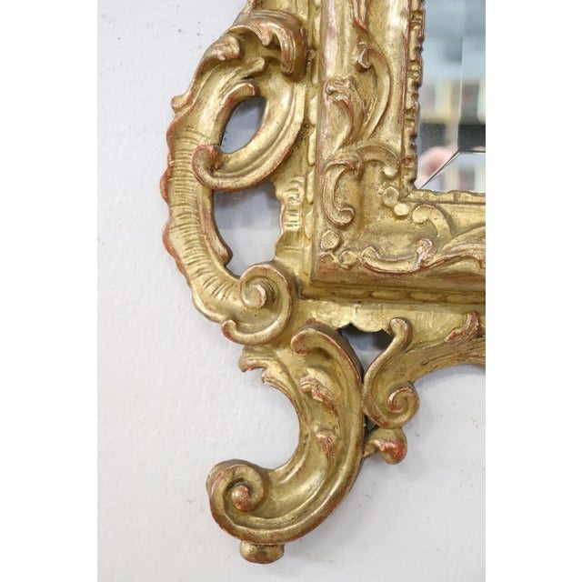 Baroque Carved and Gilded Wood Wall Mirror, Early 20th Century For Sale - Image 3 of 14